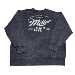 Miller High Life Beer Logo Stone Washed‎ Black Sweatshirt Men’s XL